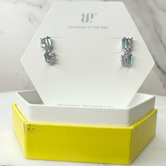 Bomb Party Always Extra Earrings Sky Blue Topaz RBP5155 NWT